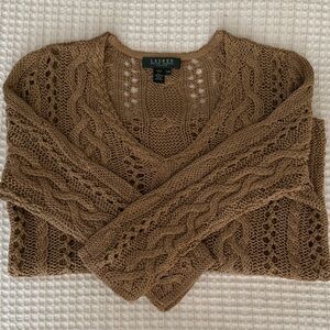 Lauren Ralph Lauren 100% Mercerized Cotton Sweater / Oat / Size Petite Medium